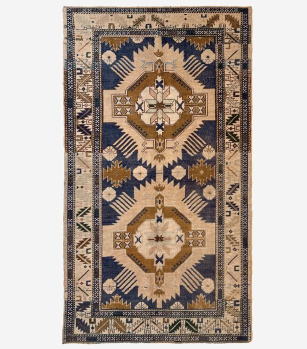 Hand-Knotted Vintage Turkish Oushak Rug 4'1" x 7'2"