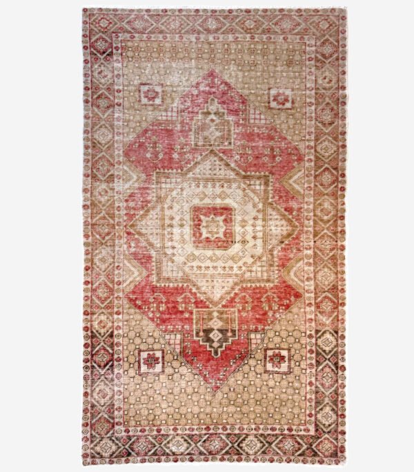 Hand-Knotted Vintage Turkish Oushak Rug 4' x 6'4"