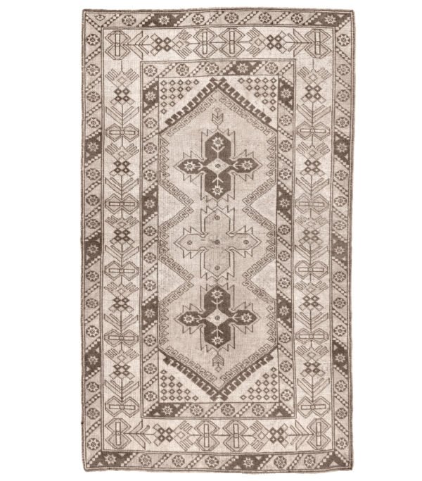 Hand-Knotted Vintage Turkish Oushak Rug 3'9" x 6'5"