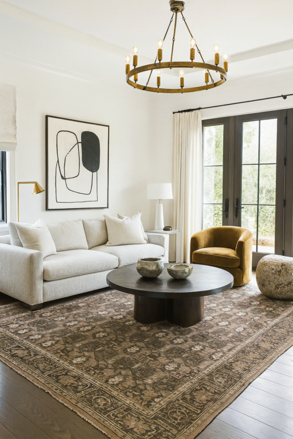 Hand-Knotted Vintage Turkish Oushak Rug 7’3″ x 9’1″ - 2 Hand-Knotted Vintage Turkish Oushak Rug 7'3" x 9'1"